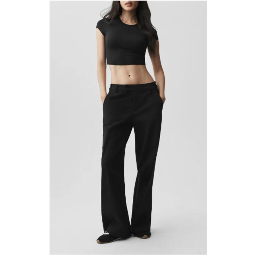 Alo Yoga Black Alosoft Crop Finesse Short Sleeve Tee Size S - Picture 7 of 8